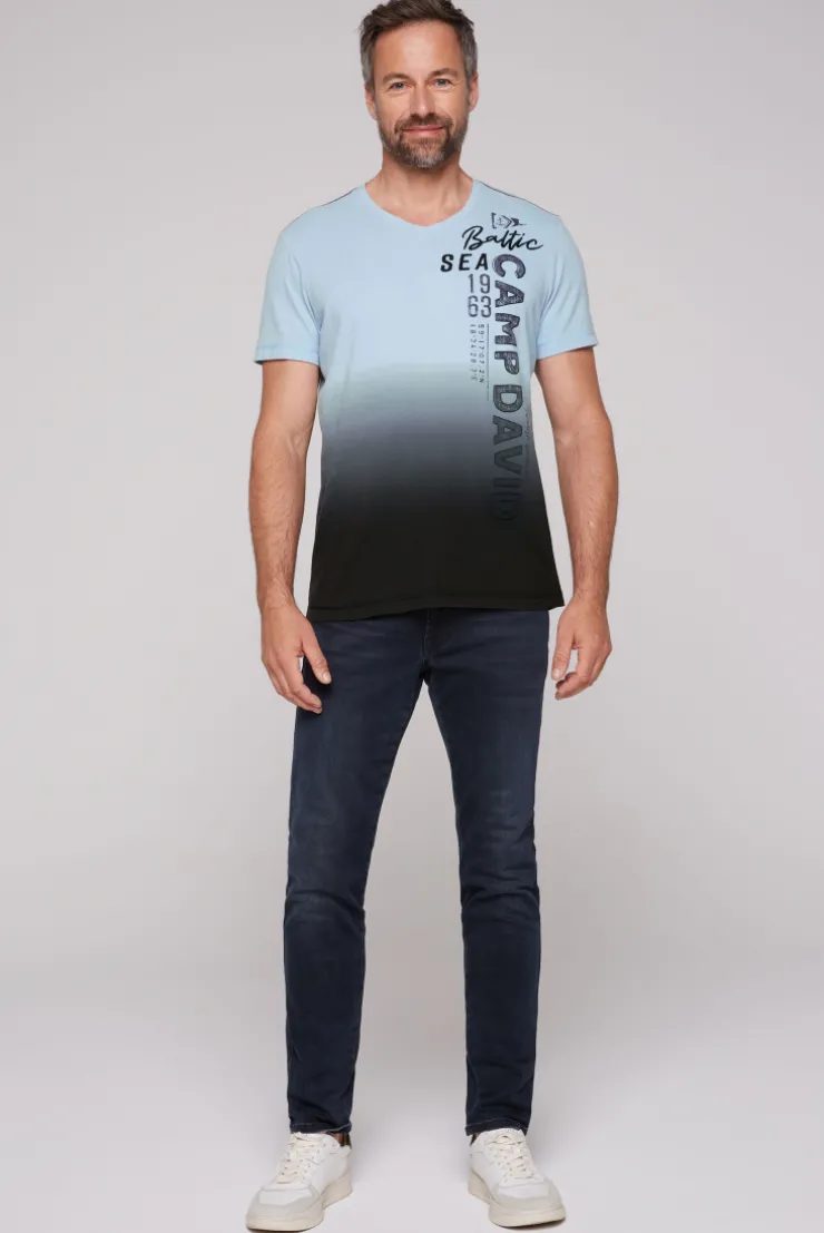 CAMP DAVID & SOCCX T-Shirt Dip Dye mit senkrechtem Logo Artwork black Flash Sale