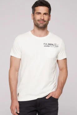 CAMP DAVID & SOCCX T-Shirt mit Brusttasche und Rücken-Artwork ivory Store