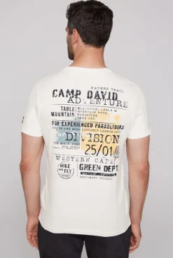 CAMP DAVID & SOCCX T-Shirt mit Brusttasche und Rücken-Artwork ivory Store