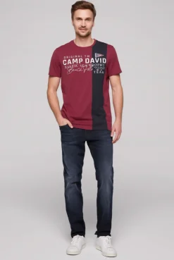 CAMP DAVID & SOCCX T-Shirt mit Color-Blocking und Artwork burgundy Best Sale