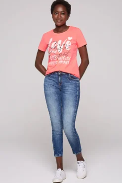 CAMP DAVID & SOCCX T-Shirt mit Glitter-Puff-Print neon pink neonpink New
