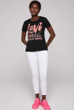 CAMP DAVID & SOCCX T-Shirt mit Glitter-Puff-Print | S black Outlet