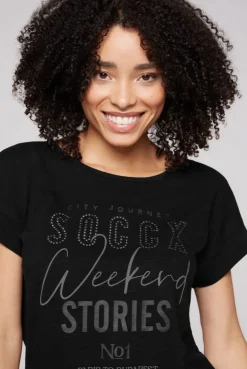 CAMP DAVID & SOCCX T-Shirt mit Logo aus Schmucknieten black Fashion