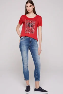 CAMP DAVID & SOCCX T-Shirt mit Pailletten-Artwork red orange redorange Fashion