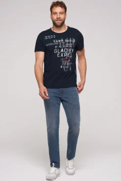 CAMP DAVID & SOCCX T-Shirt mit Print im Used Look blue navy bluenavy Discount