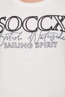 CAMP DAVID & SOCCX T-Shirt mit Rundhalsausschnitt und Glitter Print ivory Clearance