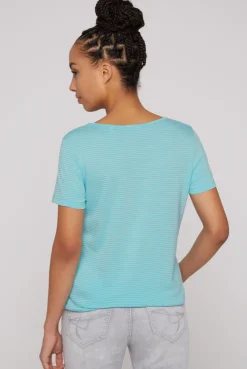 CAMP DAVID & SOCCX T-Shirt mit tonigen Streifen und Glitter Print coast blue coastblue Discount