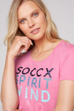 CAMP DAVID & SOCCX T-Shirt mit tonigen Streifen und Glitter Print pink punch pinkpunch Clearance