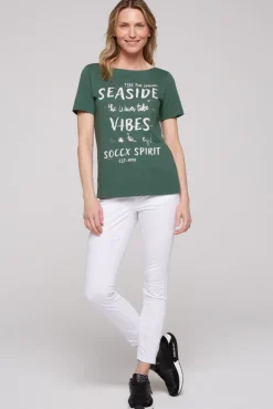 CAMP DAVID & SOCCX T-Shirt mit U-Boot-Ausschnitt und Wording Print dark green darkgreen Hot