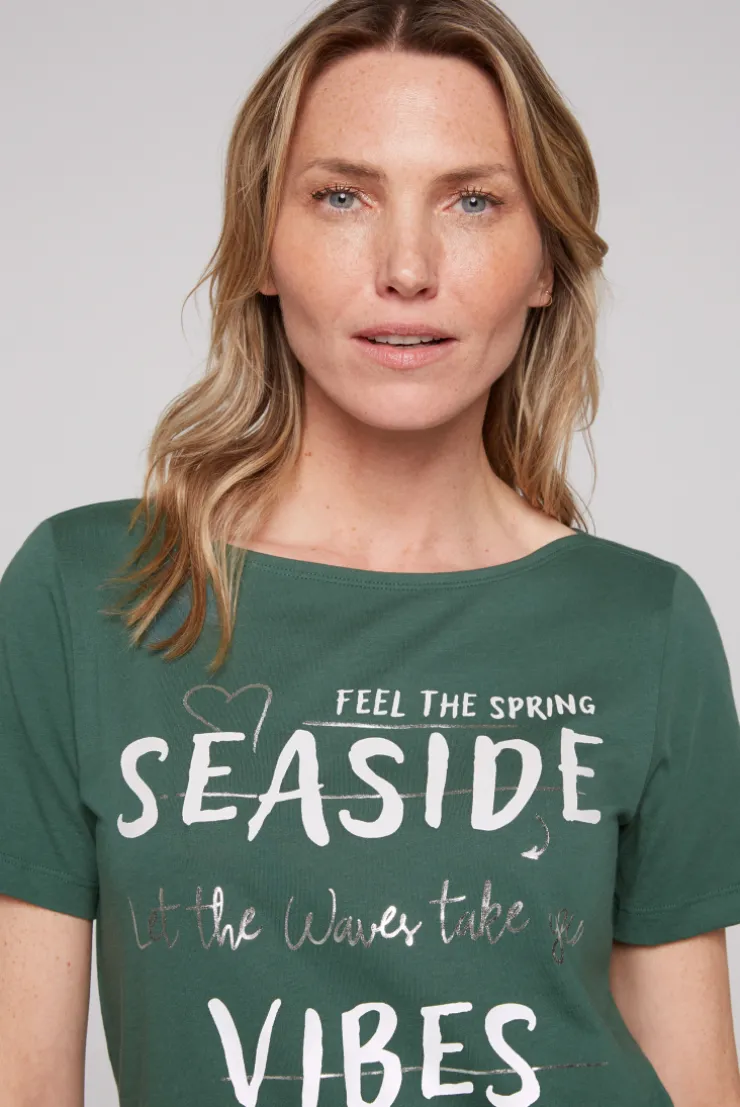 CAMP DAVID & SOCCX T-Shirt mit U-Boot-Ausschnitt und Wording Print dark green darkgreen Hot