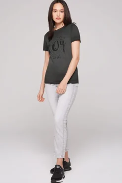 CAMP DAVID & SOCCX T-Shirt mit U-Boot-Ausschnitt und Artwork black Outlet