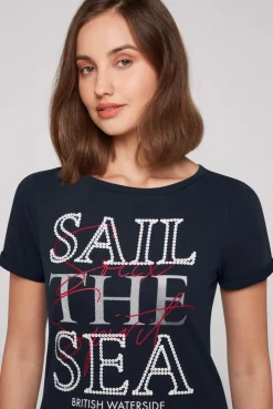 CAMP DAVID & SOCCX T-Shirt mit U-Boot-Ausschnitt und Glossy-Pailletten-Print blue navy bluenavy Flash Sale