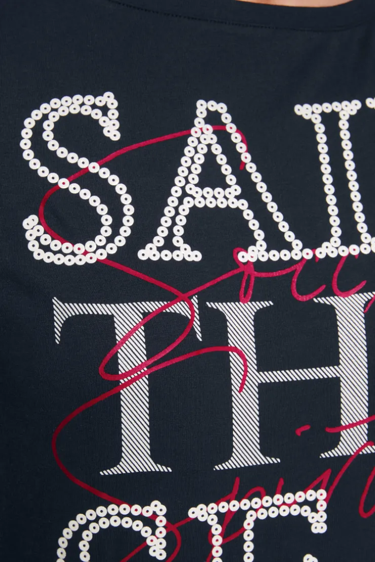 CAMP DAVID & SOCCX T-Shirt mit U-Boot-Ausschnitt und Glossy-Pailletten-Print blue navy bluenavy Flash Sale