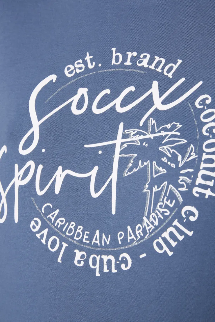 CAMP DAVID & SOCCX T-Shirt mit U-Boot-Ausschnitt und Label Print blue haze bluehaze New