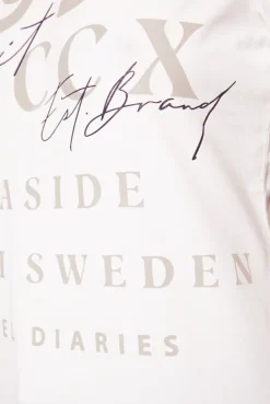 CAMP DAVID & SOCCX T-Shirt mit V-Ausschnitt und Wording Print ivory Sale
