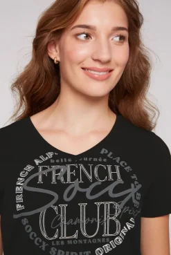 CAMP DAVID & SOCCX T-Shirt mit V-Ausschnitt und Print black Cheap