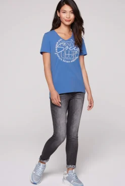 CAMP DAVID & SOCCX T-Shirt mit V-Ausschnitt und Print vividblue Fashion