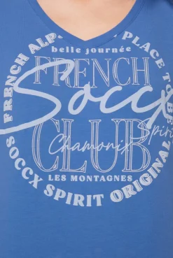 CAMP DAVID & SOCCX T-Shirt mit V-Ausschnitt und Print vividblue Fashion