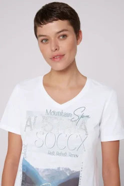 CAMP DAVID & SOCCX T-Shirt mit V-Ausschnitt und Photoprint opticwhite Cheap