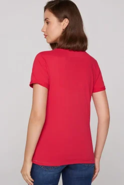 CAMP DAVID & SOCCX T-Shirt mit V-Ausschnitt und Glitter Print clear red clearred Shop
