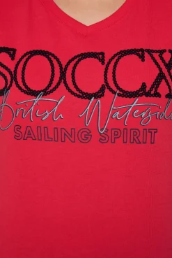 CAMP DAVID & SOCCX T-Shirt mit V-Ausschnitt und Glitter Print clear red clearred Shop