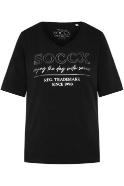 CAMP DAVID & SOCCX T-Shirt mit V-Ausschnitt und Print black Cheap