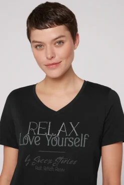 CAMP DAVID & SOCCX T-Shirt mit V-Ausschnitt und Glitter Wording black New