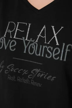 CAMP DAVID & SOCCX T-Shirt mit V-Ausschnitt und Glitter Wording black New