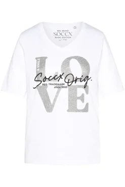 CAMP DAVID & SOCCX T-Shirt mit V-Ausschnitt und Print opticwhite Clearance