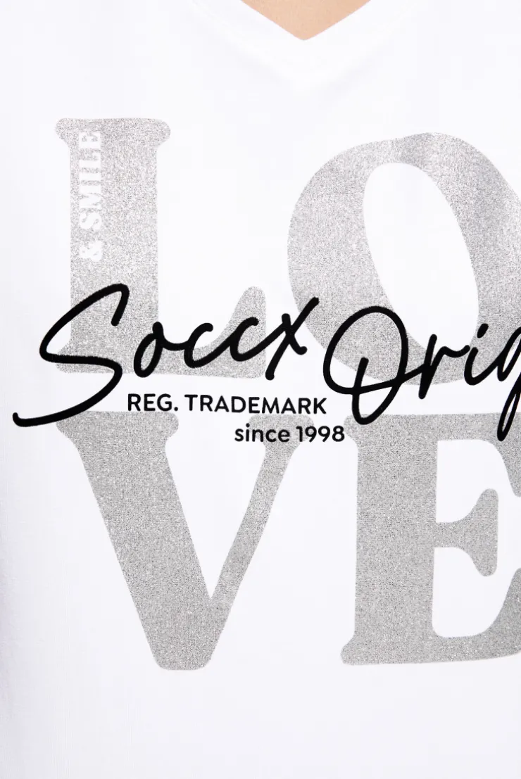 CAMP DAVID & SOCCX T-Shirt mit V-Ausschnitt und Print opticwhite Discount