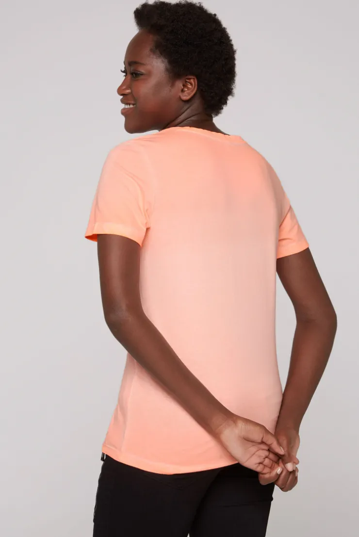 CAMP DAVID & SOCCX T-Shirt mit V-Ausschnitt und Wording Print neon orange neonorange Online