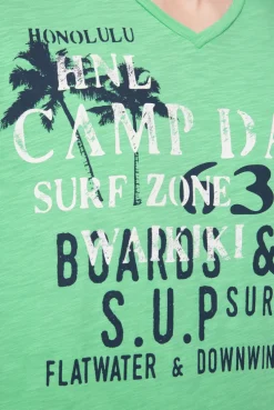 CAMP DAVID & SOCCX T-Shirt mit V-Neck und Print Artwork regatta green | S regattagreen Online