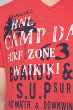 CAMP DAVID & SOCCX T-Shirt mit V-Neck und Print Artwork skipper red skipperred Fashion