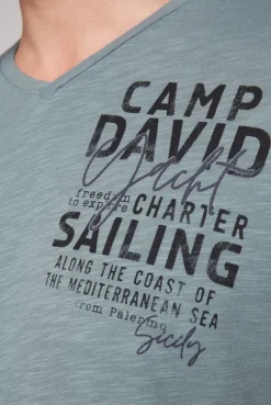 CAMP DAVID & SOCCX T-Shirt mit V-Neck und Print grey green | S greygreen Online