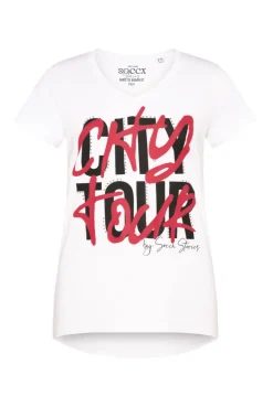 CAMP DAVID & SOCCX T-Shirt mit Wording Print und Schmucksteinen opticwhite Flash Sale