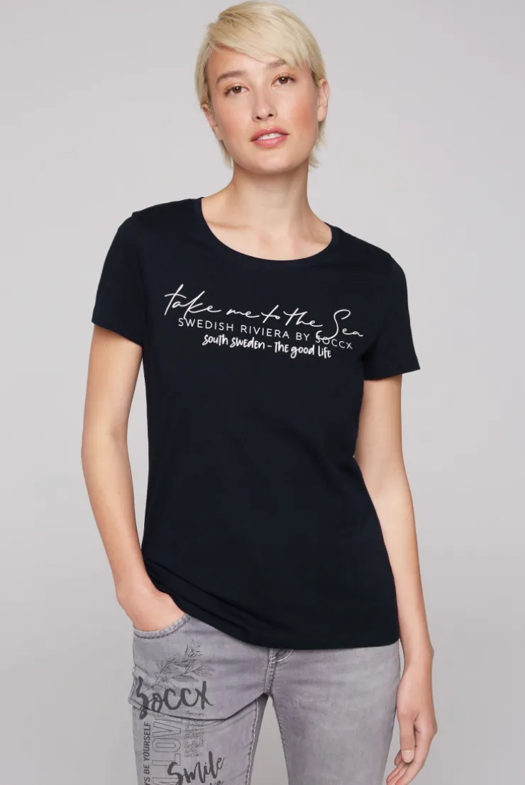 CAMP DAVID & SOCCX T-Shirt mit Wording Print black Sale