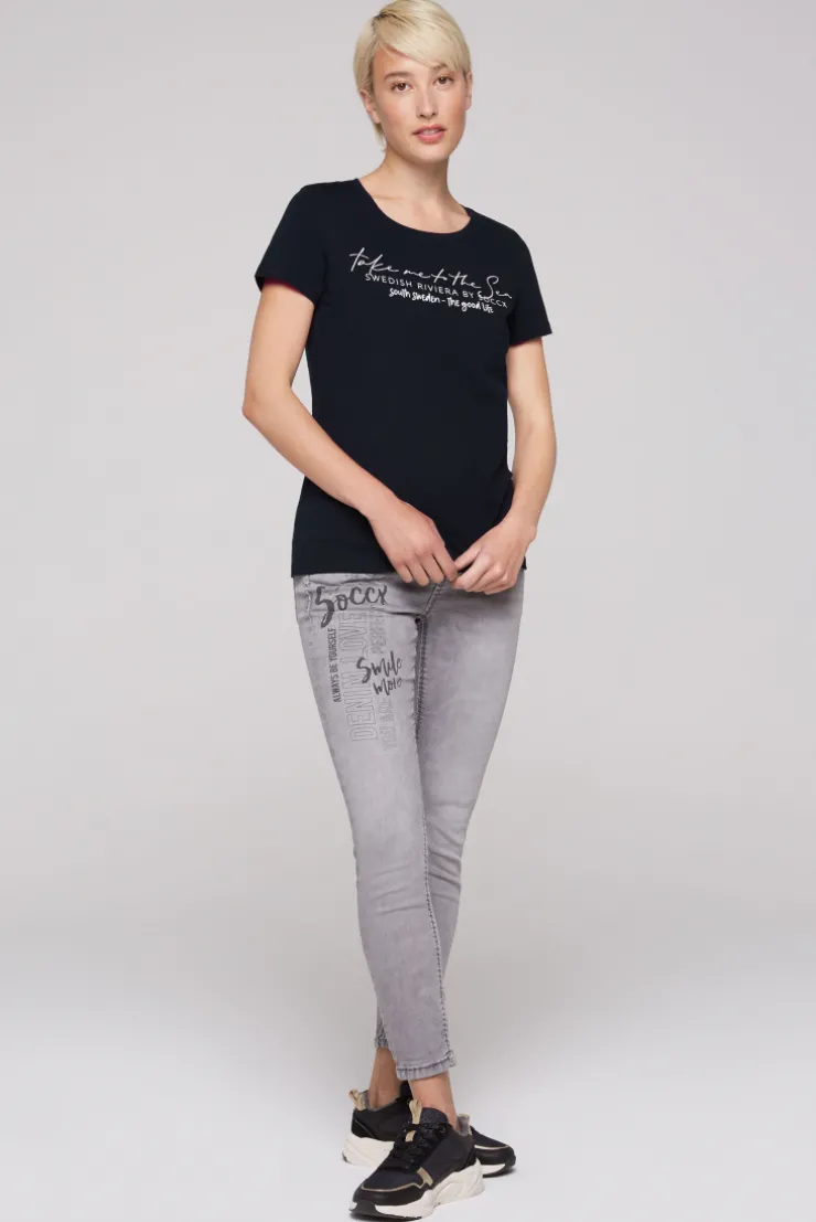 CAMP DAVID & SOCCX T-Shirt mit Wording Print black Sale