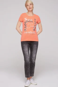 CAMP DAVID & SOCCX T-Shirt mit Wording Print neon orange neonorange Best
