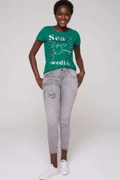 CAMP DAVID & SOCCX T-Shirt mit Wording Print bottle green bottlegreen Cheap