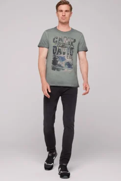CAMP DAVID & SOCCX T-Shirt Oil Dyed mit Photoprint deep forest deepforest Store