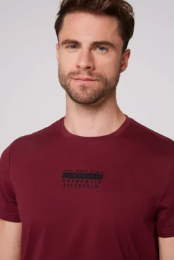 CAMP DAVID & SOCCX T-Shirt Rundhals mit Logo Print burgundy Best Sale
