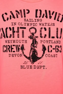 CAMP DAVID & SOCCX T-Shirt Rundhals mit Used Print neon pink | S neonpink Discount