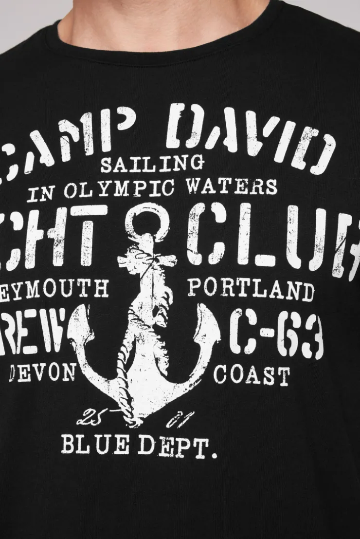 CAMP DAVID & SOCCX T-Shirt Rundhals mit Used Print | S black Best Sale