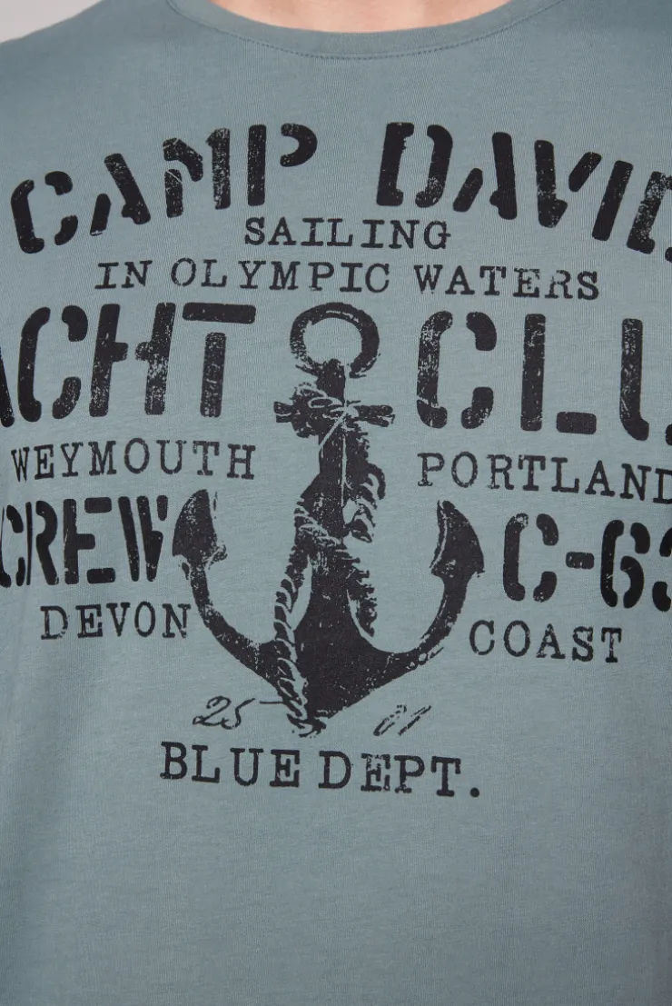 CAMP DAVID & SOCCX T-Shirt Rundhals mit Used Print grey green | S greygreen Best
