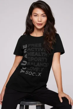 CAMP DAVID & SOCCX T-Shirt Rundhals mit Wording Print black Outlet