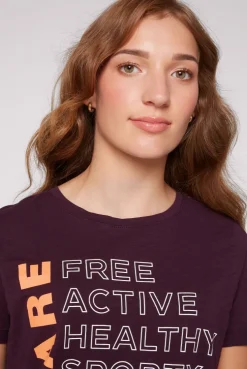 CAMP DAVID & SOCCX T-Shirt Rundhals mit Wording Print deep plum deepplum Outlet