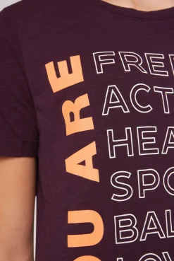 CAMP DAVID & SOCCX T-Shirt Rundhals mit Wording Print deep plum deepplum Outlet