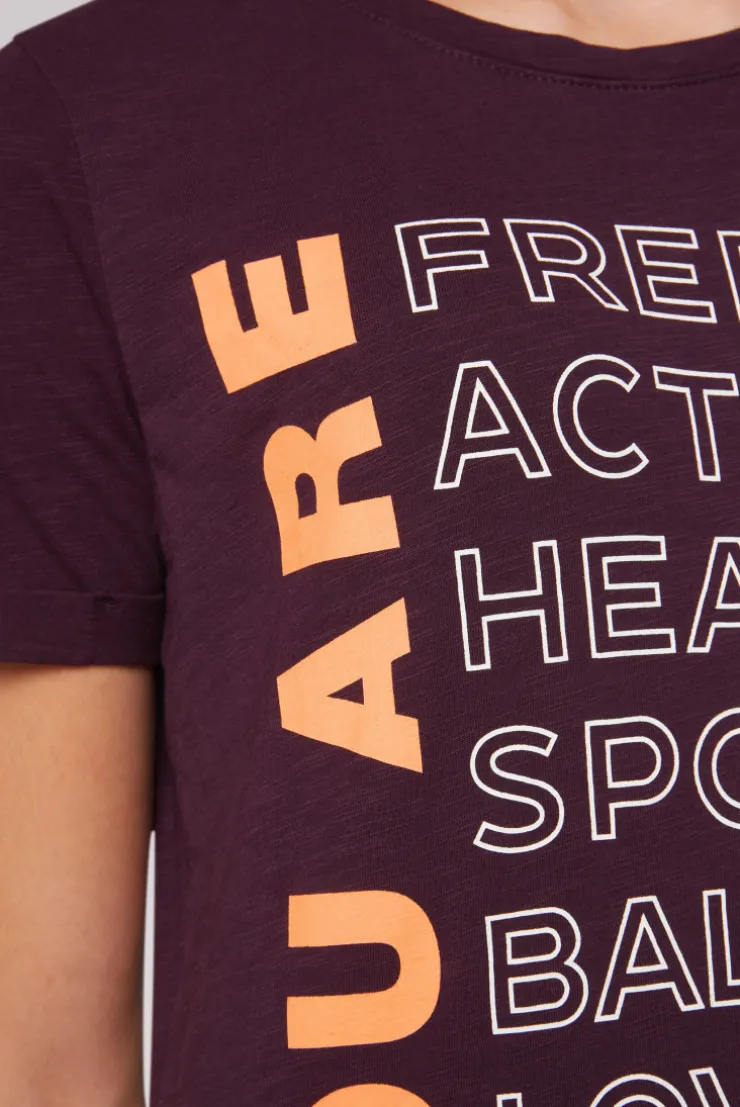 CAMP DAVID & SOCCX T-Shirt Rundhals mit Wording Print deep plum deepplum Hot