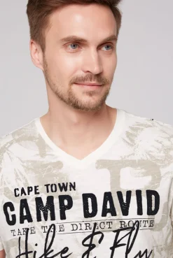 CAMP DAVID & SOCCX T-Shirt V-Neck mit All Over Print ivory Cheap