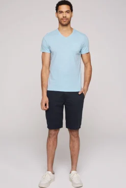CAMP DAVID & SOCCX T-Shirt V-Neck mit Brusttasche summer blue | S summerblue Store